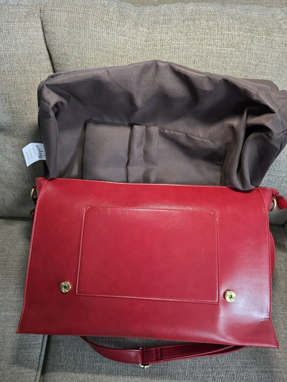 Walasa Red Split Leather Vintage Briefcase Laptop Bag - Pristine Like New!